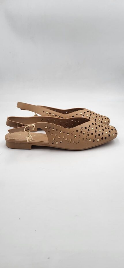 Slingback heart traforata camel